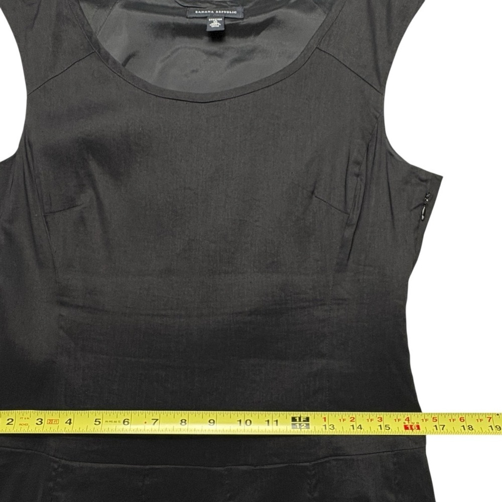 Banana Republic A-Line Linen Blend Dress Size 10 Black Pleated Sleeveless - Picture 6 of 10